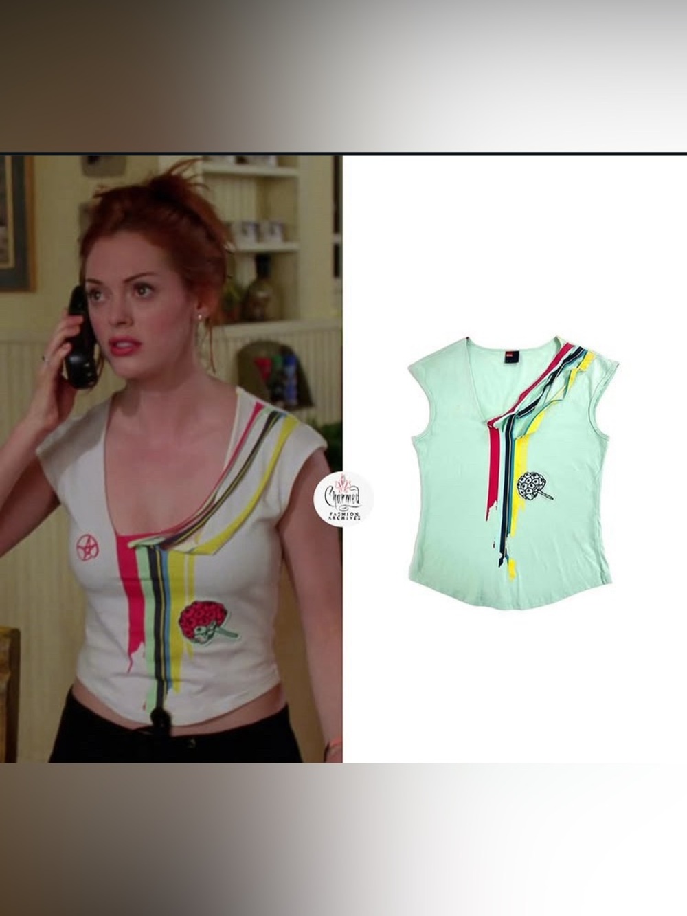 Diesel colorful jellyfish white tank y2k alt ASO Paige Matthews in Charmed